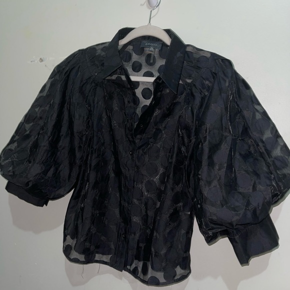 Garcia Polka Dot Puff Sleeve Button Blouse NWOT - Picture 8 of 17